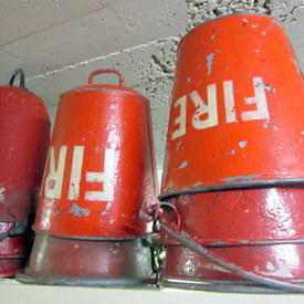 Vintage Red Fire Buckets  