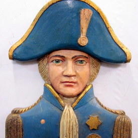 Wooden Portrait Plaque Of A Capitain 93cm High  