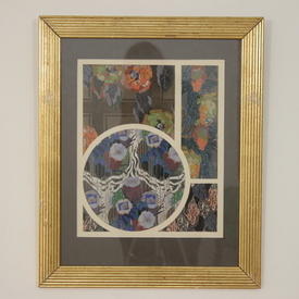 24" x  19" Gilt Reeded Frame Floral Deco Print 
