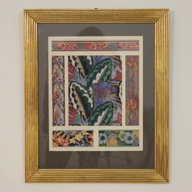 24" x  19" Gilt Reeded Frame Floral Deco Print 