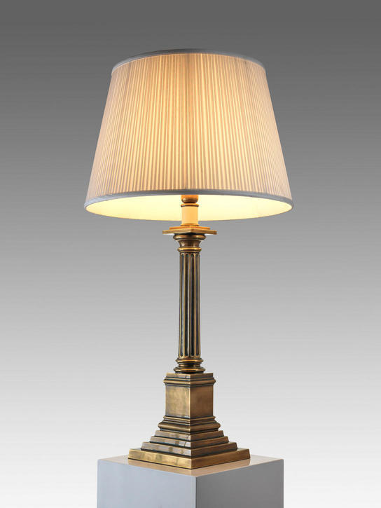 brass column table lamp