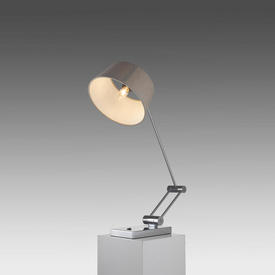 Chrome Desk Lamp with Bronze Silk Drum Shade