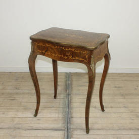 1'10" Kingwood Marquetry inlaid, Flip Lid Work Table with Gilded Brass Decor (W55Cm  x  D38Cm  x  H72Cm)