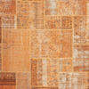 Orange Dyed Handknotted Patchwork Rug 