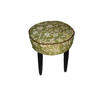 Green Floral Footstool with Black Legs 
