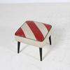 50'S Sq Cream & Red Diag Stripe Footstool Black Legs 